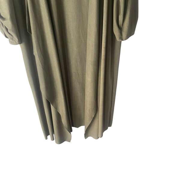Gilli Size Large Green Faux Suede Open Front Duster Long Cardigan Top - Picture 3 of 8